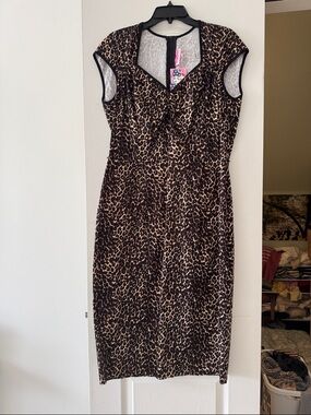 Pinup Couture Leopard Print Midi Dress in Brown and Black